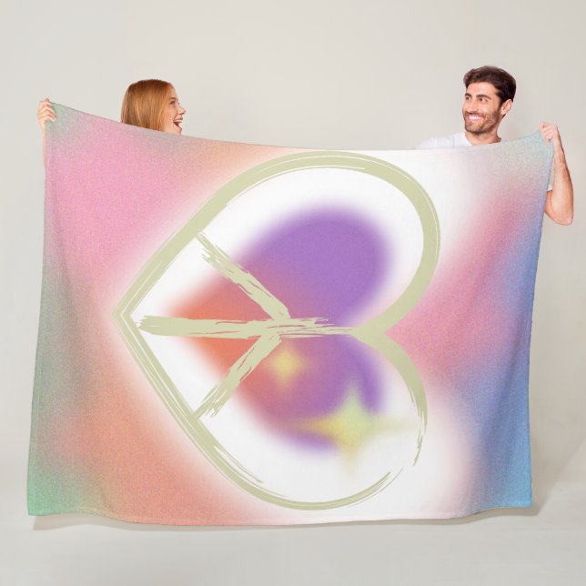 Tie Dyed Heart Peace Sign  Fleece Blanket (In Situ)
