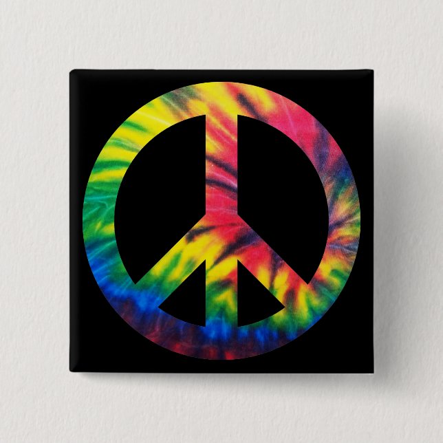 Tie Dyed Peace 2 Inch Square Button (Front)