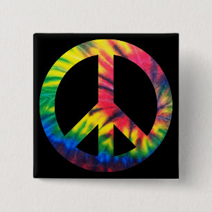 Tie Dyed Peace 2 Inch Square Button