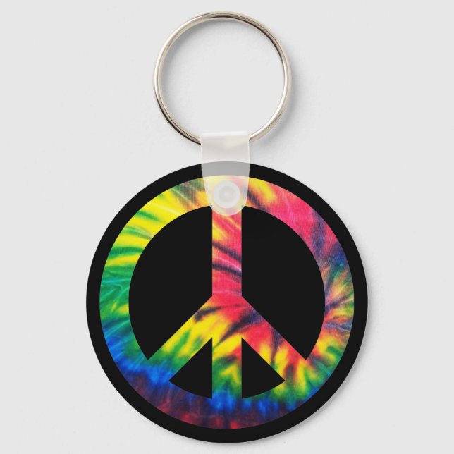 Tie Dyed Peace Keychain (Front)