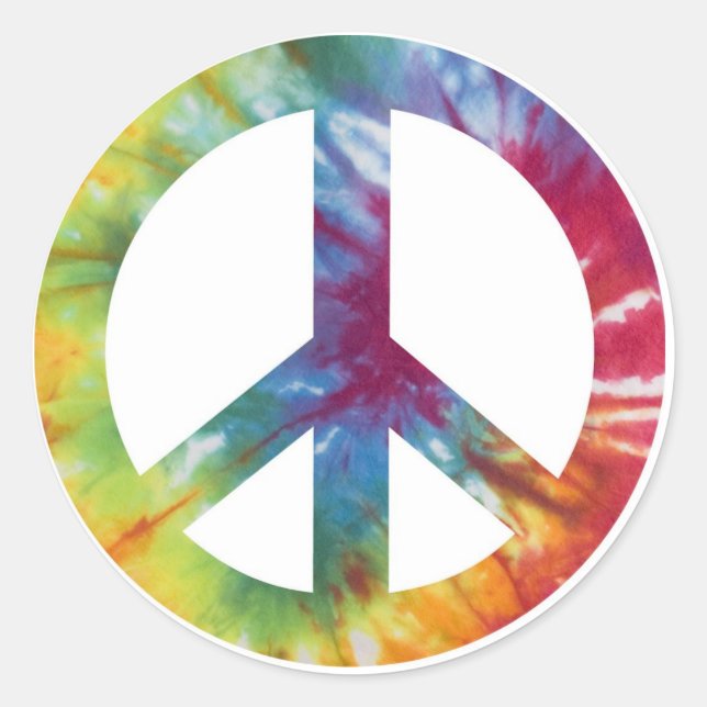 Tie Dyed Peace Sign Classic Round Sticker (Front)
