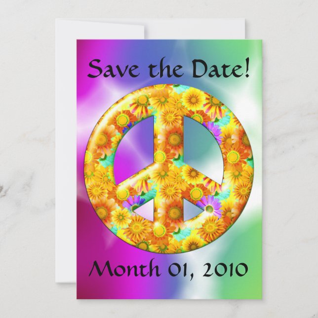 Tie Dyed Peace Sign Invitations (Front)