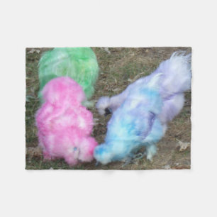 Tie Dyed Silkie Chickens in Pastel Easter Colours Fleece Blanket