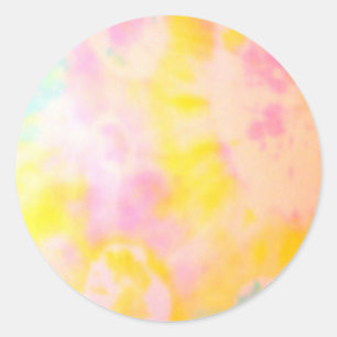 Tie Dyed Yellow Watercolor-like Batik texture Classic Round Sticker