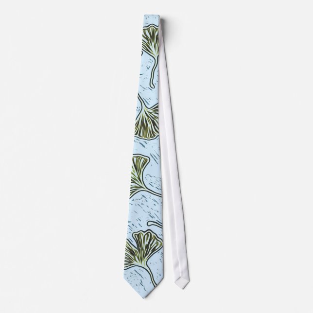 Tie Ginkgo Leaves on Blue (Front)