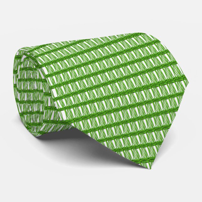 Tie - Green Loose Weave Pattern (Rolled)