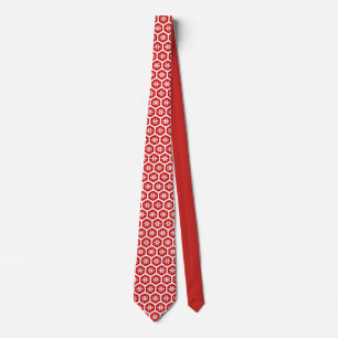 Tie - Hexagon with Snowflake in Red