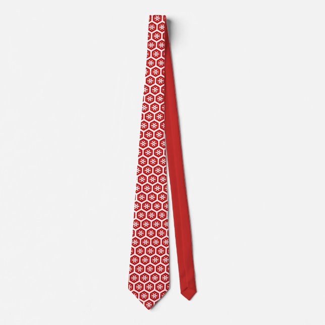 Tie - Hexagon with Snowflake in Red (Front)