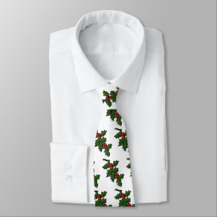 Tie - Holly Leaves and Berries