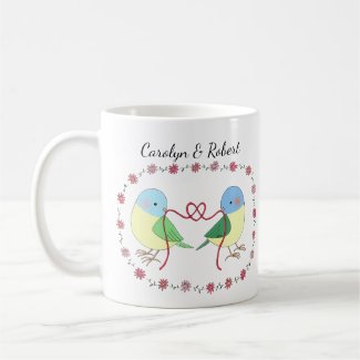 Tie knotting Lovebird Couple Custom Names