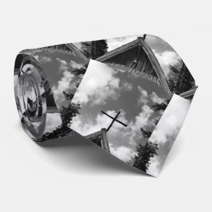 Tie, Old Country Church. Black and White Tie