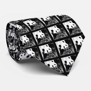 Tie, Pop Art Giant Panda Black & White Tie