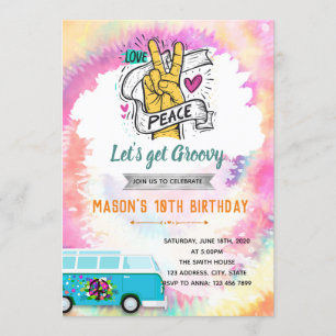Tie teinture super invitation d'anniversaire