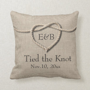 Tie the Knot Burlap Wedding Pillow