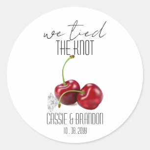 Tie the Knot Cherry Thank You Wedding Classic Round Sticker