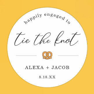 Tie the Knot Pretzel Engagement Party Favour Label