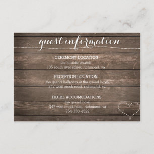 Tie the Knot Rustic Wood Wedding Information Card