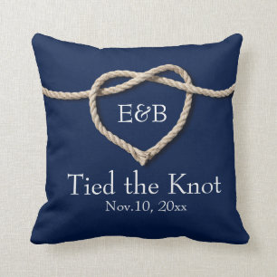 Tie the Knot Wedding Pillow Navy