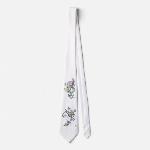 tie:  treble & bass clef, colour tie