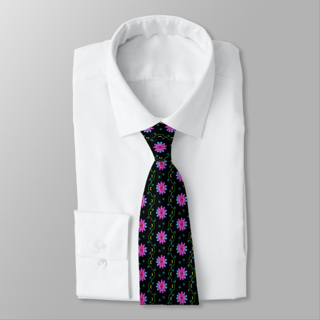 Tie with Abstract Flower pattern (Tied)