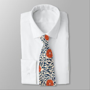 Tie with black and red floral pattern