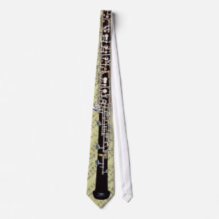 Tied Oboe on Medieval Music Manuscript Tie
