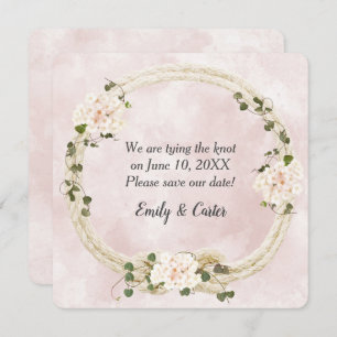 Tied Rope With Hydrangea Bouquets Save The Date