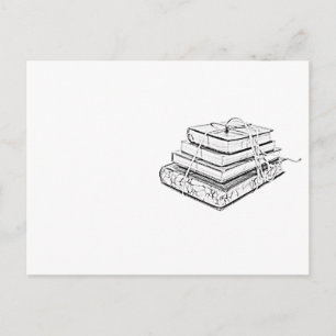 Tied Stacked Books Vintage Sketch Illustration Postcard
