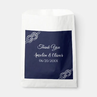 Tied The Knot Nautical Rope White & Navy Wedding Favour Bag