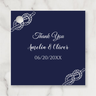 Tied The Knot Nautical Rope White & Navy Wedding Favour Tags