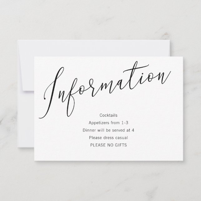 Tied the Knot Wedding Information details card (Front)