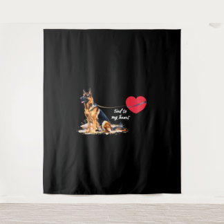 Tied to My Heart German Shepherd Tapestry