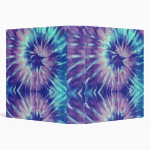 Tiedye Blue Lila Rainbow Spiral Hippie Tie Dye Binder