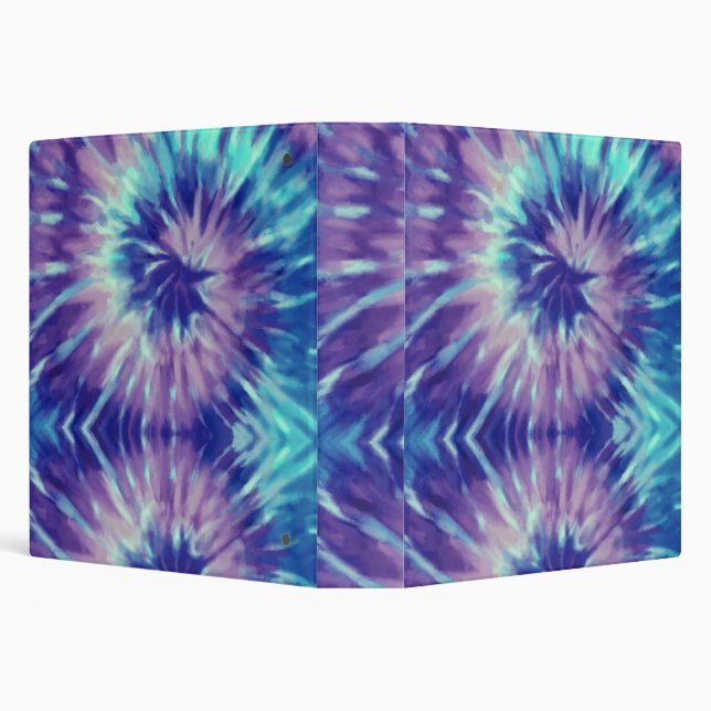 Tiedye Blue Lila Rainbow Spiral Hippie Tie Dye   Binder (Background)