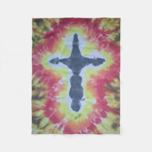 tiedye fleece blanket cross
