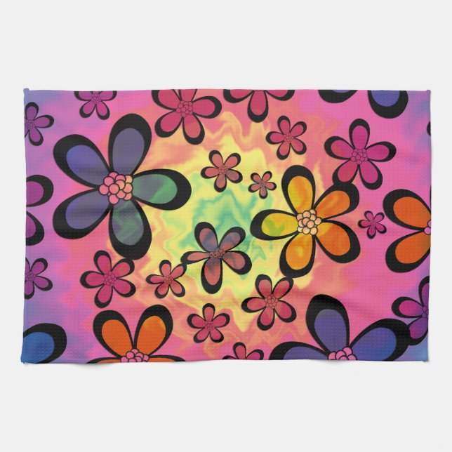 tiedye floral kitchen towel (Horizontal)