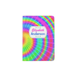TieDye Hippie Psychedelic Groovy Colourful 70s Passport Holder