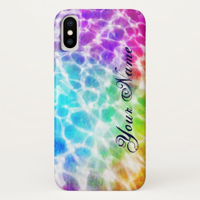 Tiedye Hippie Wavy Rainbow Effect Personalized Case-Mate iPhone Case (Back)