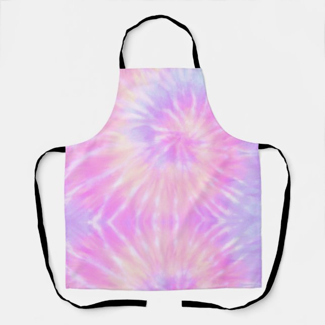 Tiedye Pastel Rainbow Spiral Hippie Tie Dye   Apron (Front)