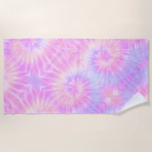 Tiedye Pastel Rainbow Spiral Hippie Tie Dye    Beach Towel