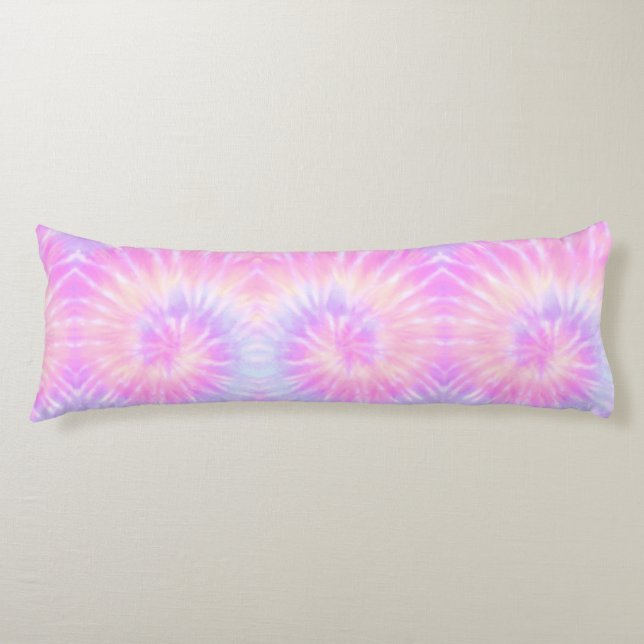 Tiedye Pastel Rainbow Spiral Hippie Tie Dye    Body Pillow (Front)
