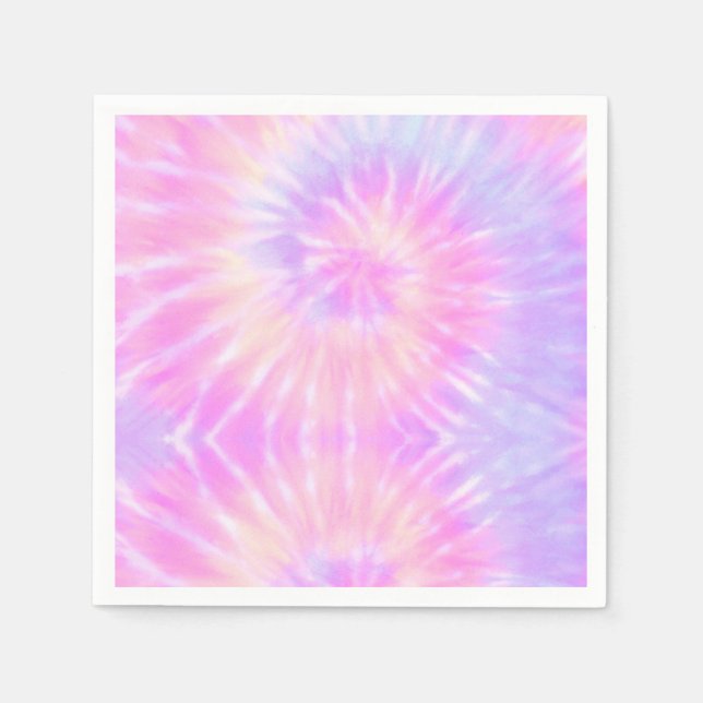 Tiedye Pastel Rainbow Spiral Hippie Tie Dye   Napkin (Front)