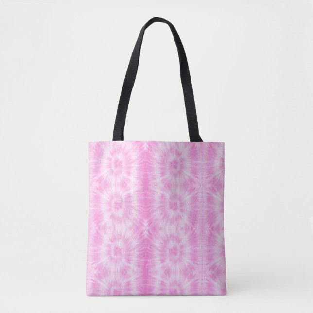 Tiedye Pink Spiral Hippie Tie Dye   Tote Bag (Front)