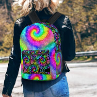 Tiedye Psychedelic Retro Hippie Flowers Monogram