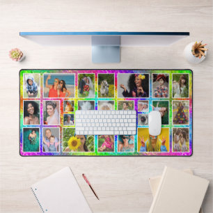 Tiedye Retro Hippie Easy 25 Custom Photo Collage Desk Mat