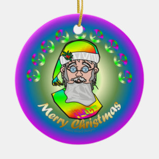 TieDye Santa Ceramic Ornament