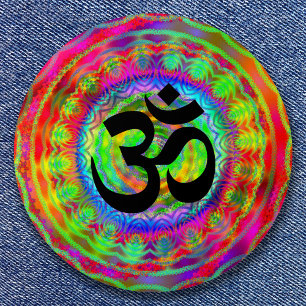 Tiedye Target with Om Symbol 3 Inch Round Button
