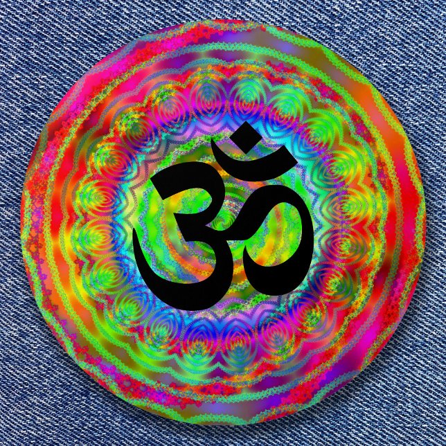 Tiedye Target with Om Symbol 3 Inch Round Button (Tiedye Target with Om Symbol Button)