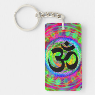 Tiedye Target with Om Symbol Keychain