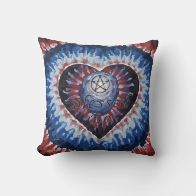 TieDyeHeart Throw Pillow (Front)